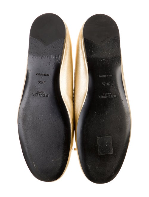 Prada Enameled Metal Triangle Leather Ballet Flats
