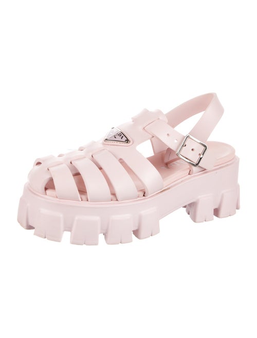 Prada Enameled Metal Triangle Slingback Sandals