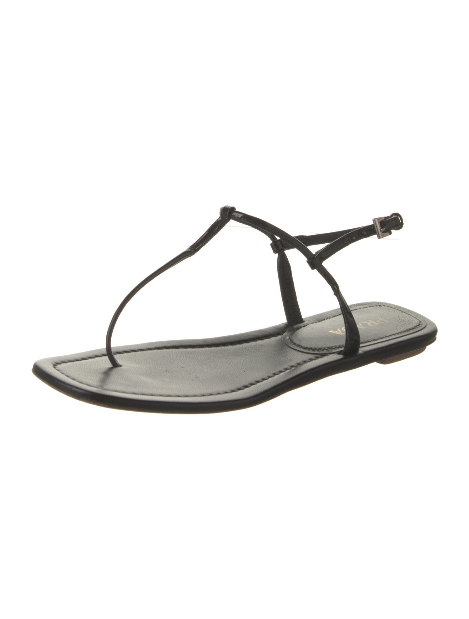 Prada Patent Leather T-Strap Sandals