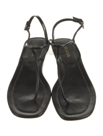 Prada Patent Leather T-Strap Sandals