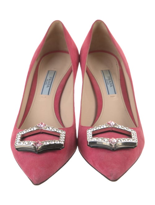 Prada Suede Crystal Embellishments Pumps