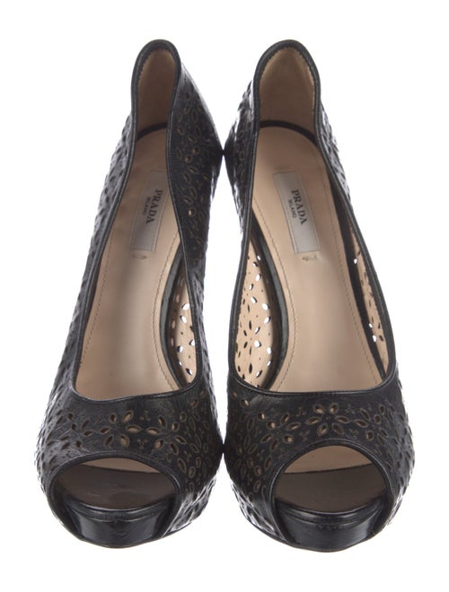 Prada Leather Lasercut Accents Pumps