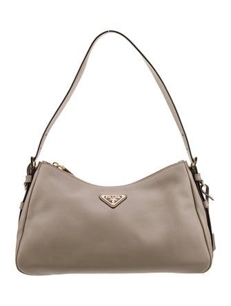 Prada Enameled Metal Triangle Aimee Medium