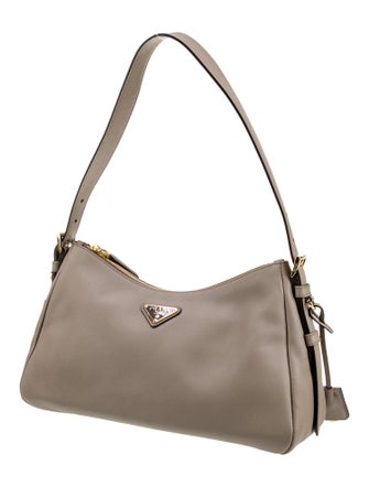 Prada Enameled Metal Triangle Aimee Medium