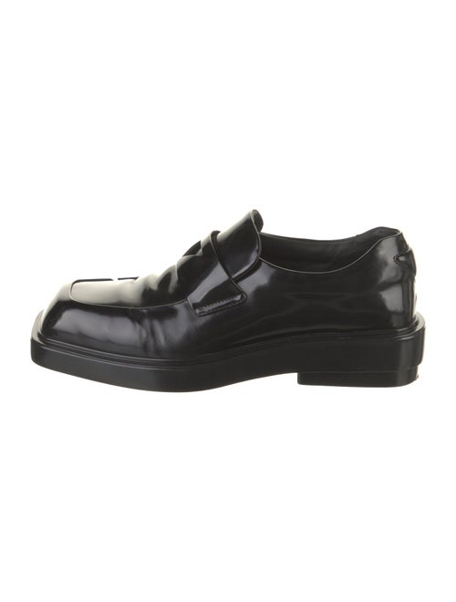 Prada Enameled Metal Triangle Leather Oxfords