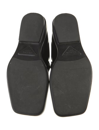 Prada Enameled Metal Triangle Leather Oxfords