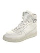 Prada Enameled Metal Triangle Leather Sneakers