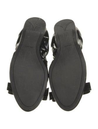 Prada Patent Leather Bow Accents Ballet Flats