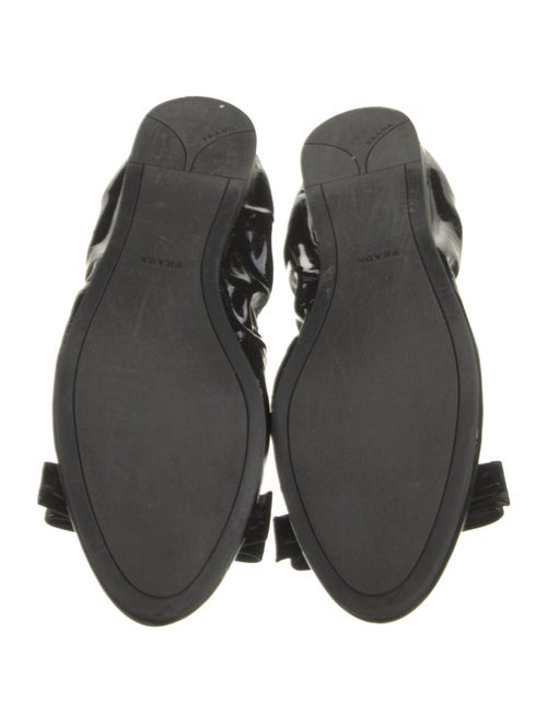 Prada Patent Leather Bow Accents Ballet Flats