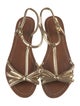 Prada Leather Bow Accents T-Strap Sandals