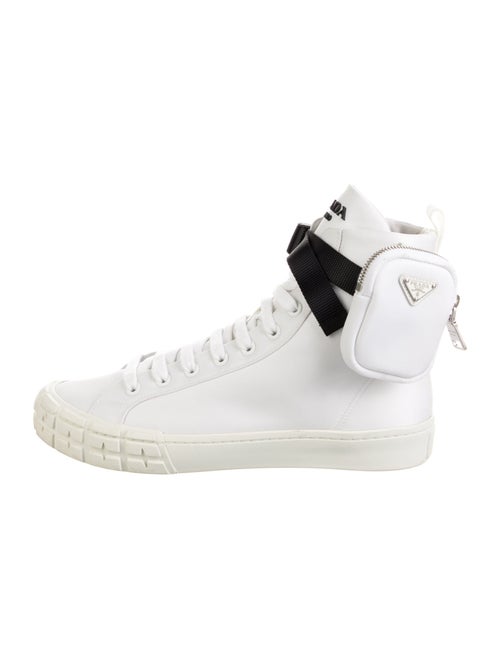 Prada Enameled Metal Triangle Nylon Sneakers