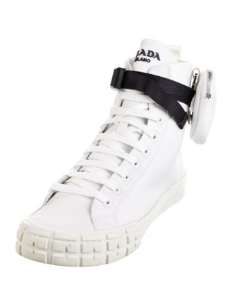Prada Enameled Metal Triangle Nylon Sneakers
