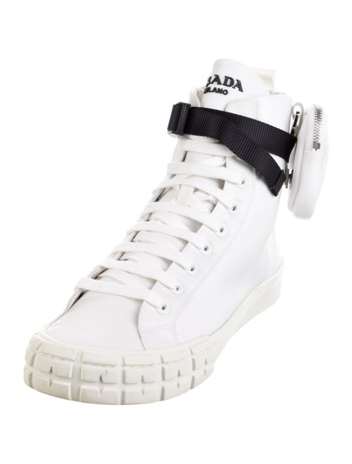 Prada Enameled Metal Triangle Nylon Sneakers