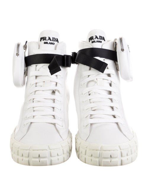 Prada Enameled Metal Triangle Nylon Sneakers
