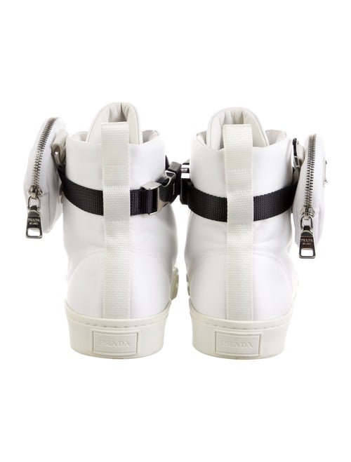 Prada Enameled Metal Triangle Nylon Sneakers