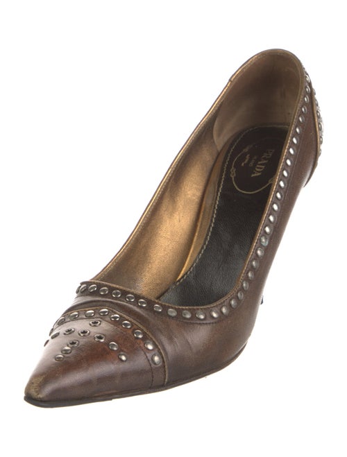 Prada Leather Studded Accents Pumps