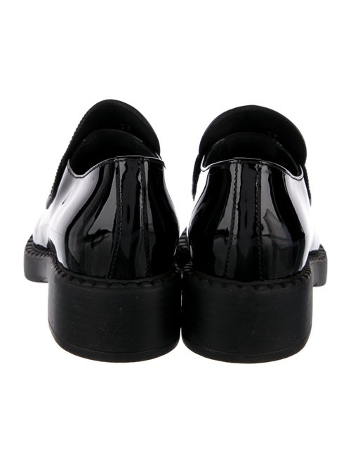 Prada Enameled Metal Triangle Patent Leather Pumps