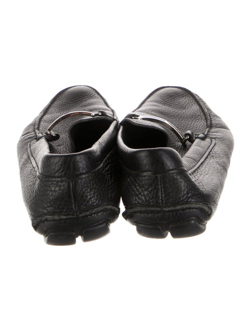 Prada Enameled Metal Triangle Leather Drivers