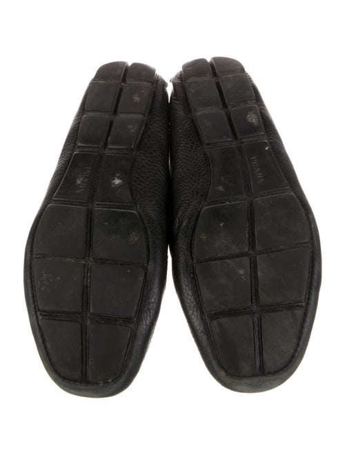 Prada Enameled Metal Triangle Leather Drivers