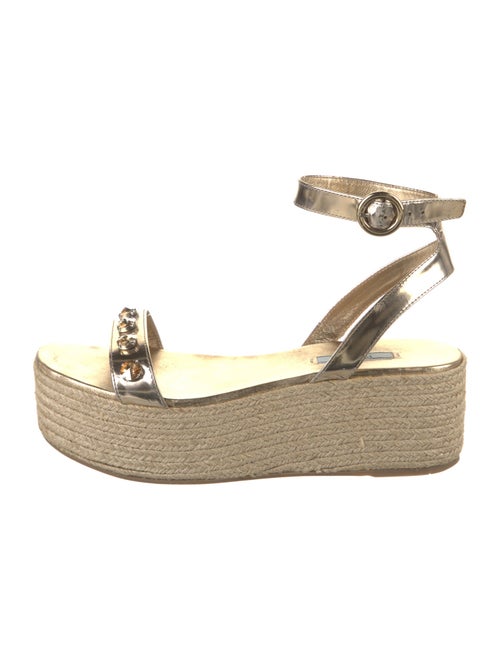 Prada Leather Crystal Embellishments Espadrilles