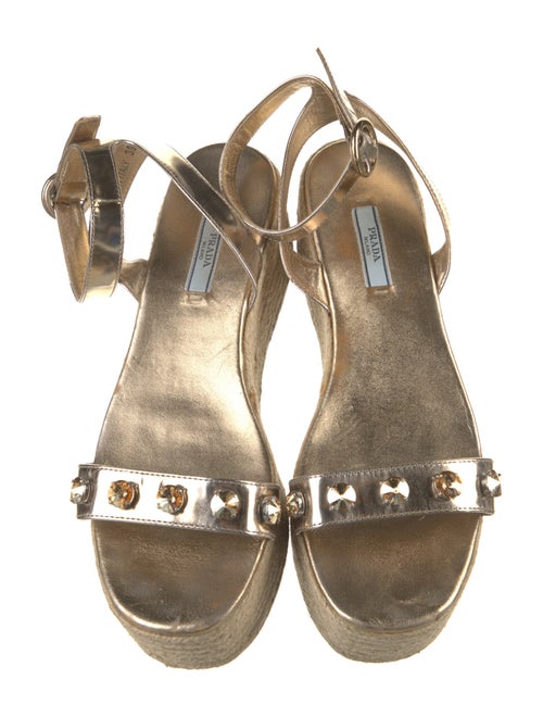 Prada Leather Crystal Embellishments Espadrilles