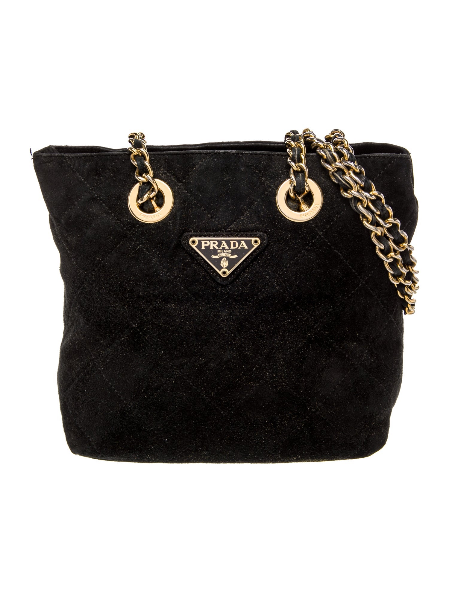 Prada Enameled Metal Triangle Catena