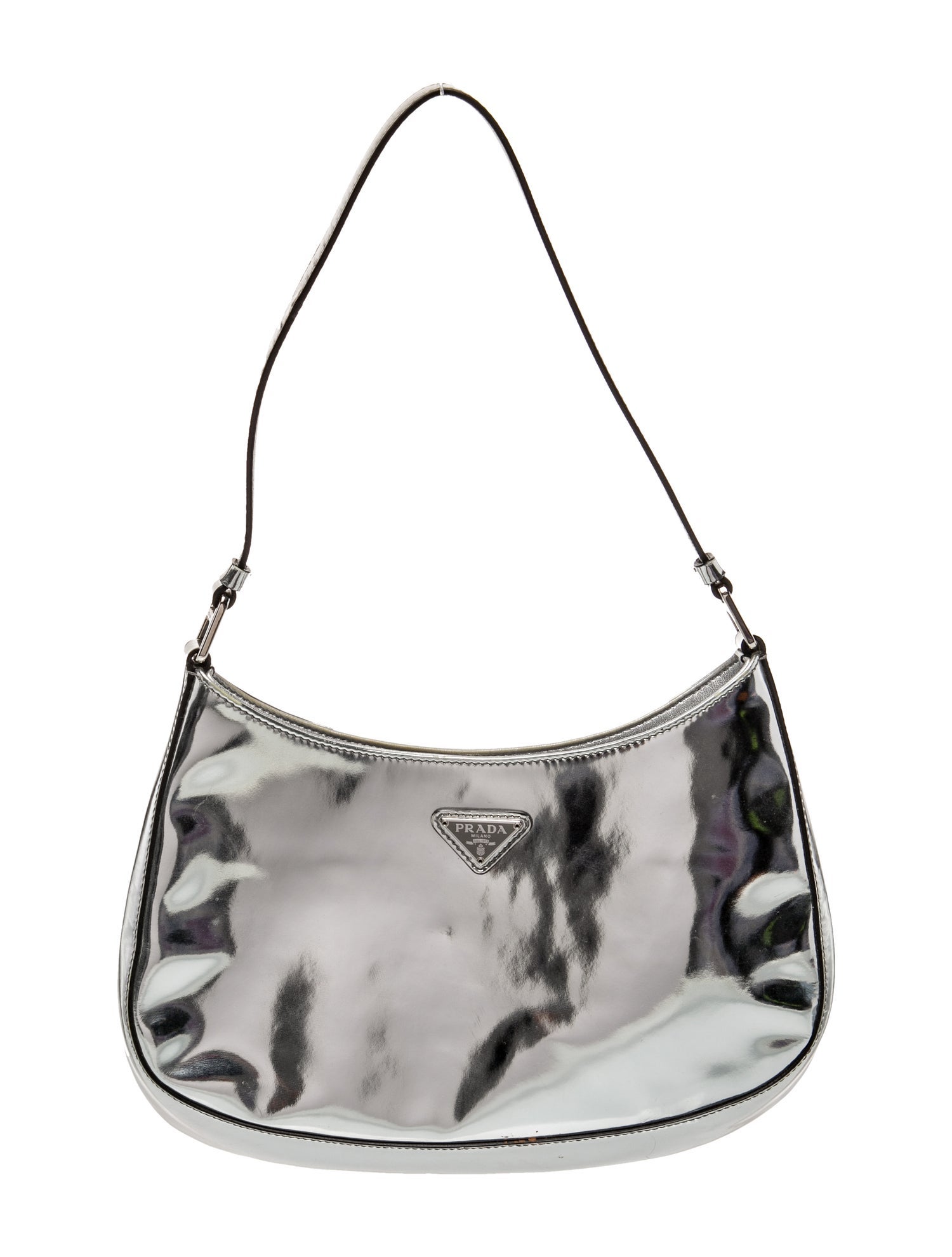 Prada Enameled Metal Triangle Cleo