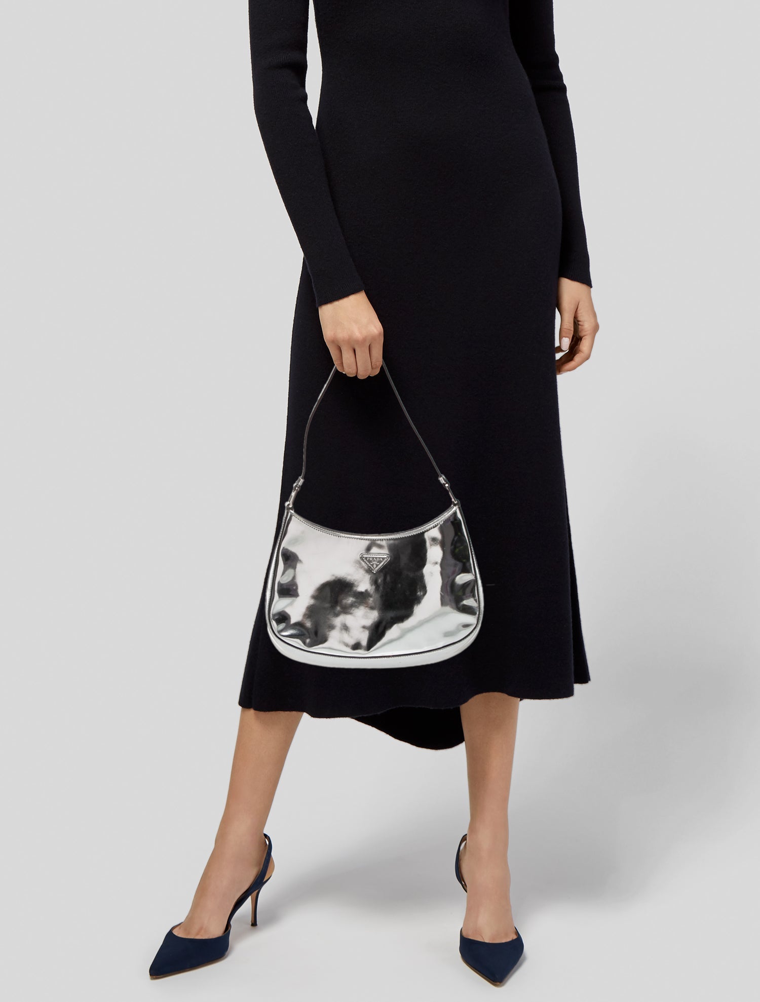 Prada Enameled Metal Triangle Cleo