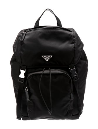 Prada Enameled Metal Triangle Backpack
