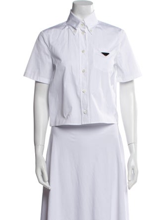 Prada 2023 Short Sleeve Button-Up Top