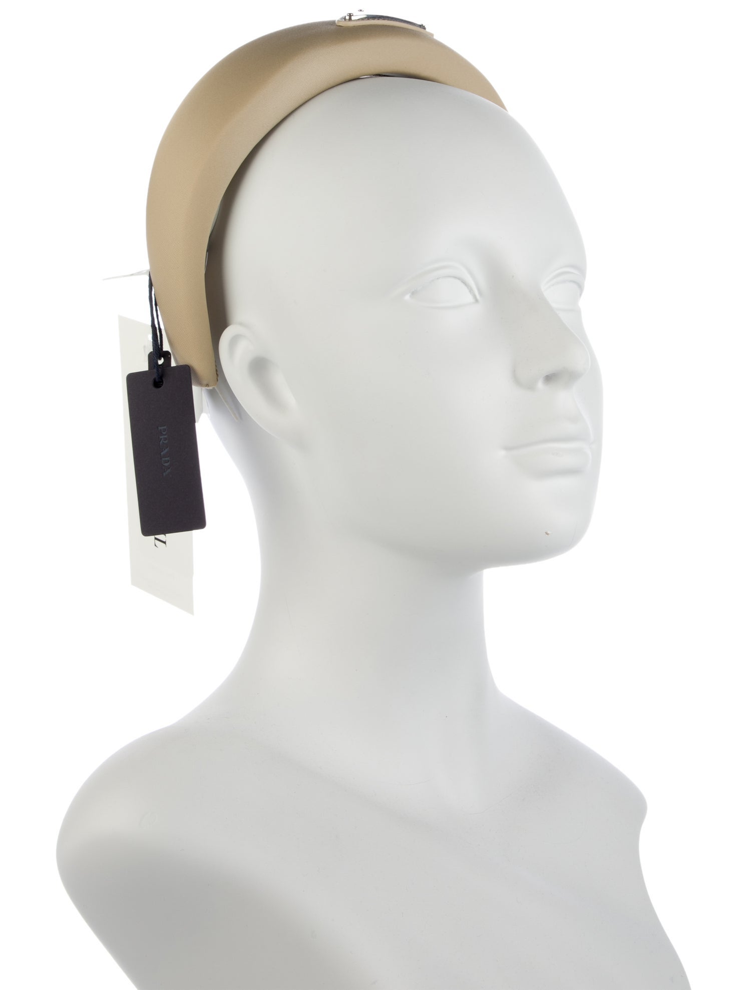 Prada Neutral Toned HeadBand w Triangle Embellishment w/Tags
