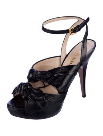 Prada Leather Bow Accents Sandals