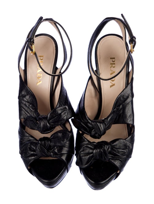 Prada Leather Bow Accents Sandals