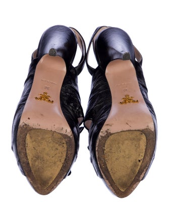 Prada Leather Bow Accents Sandals