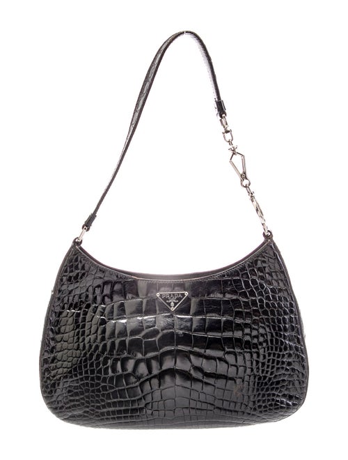 Prada Enameled Metal Triangle Cleo