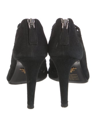 Prada Suede Lasercut Accents Pumps