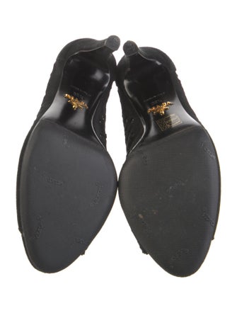 Prada Suede Lasercut Accents Pumps