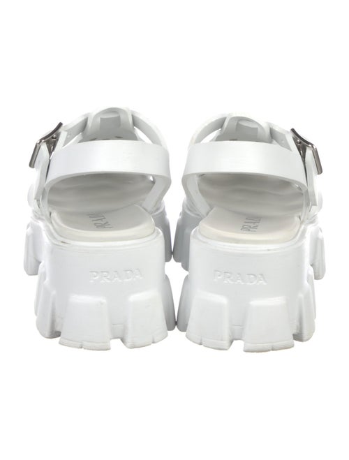 Prada Enameled Metal Triangle Rubber Gladiator Sandals