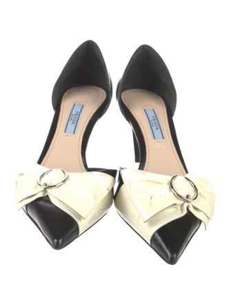 Prada Patent Leather Bow Accents D'Orsay Pumps