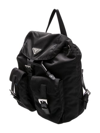 Prada Enameled Metal Triangle Backpack