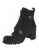 Prada Enameled Metal Triangle Nylon Combat Boots