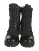 Prada Enameled Metal Triangle Nylon Combat Boots