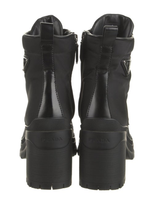 Prada Enameled Metal Triangle Nylon Combat Boots