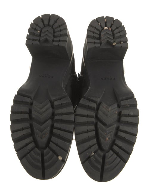 Prada Enameled Metal Triangle Nylon Combat Boots