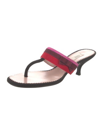 Prada Striped Bow Accents Slides