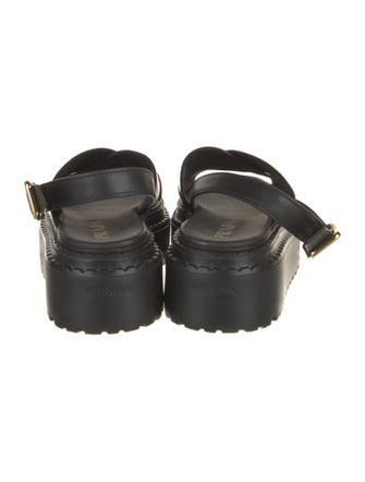 Prada Enameled Metal Triangle Leather Slingback Sandals