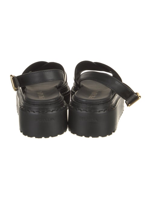 Prada Enameled Metal Triangle Leather Slingback Sandals