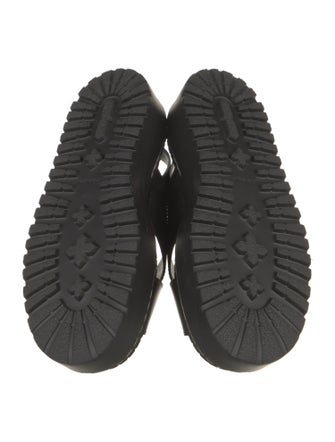 Prada Enameled Metal Triangle Leather Slingback Sandals