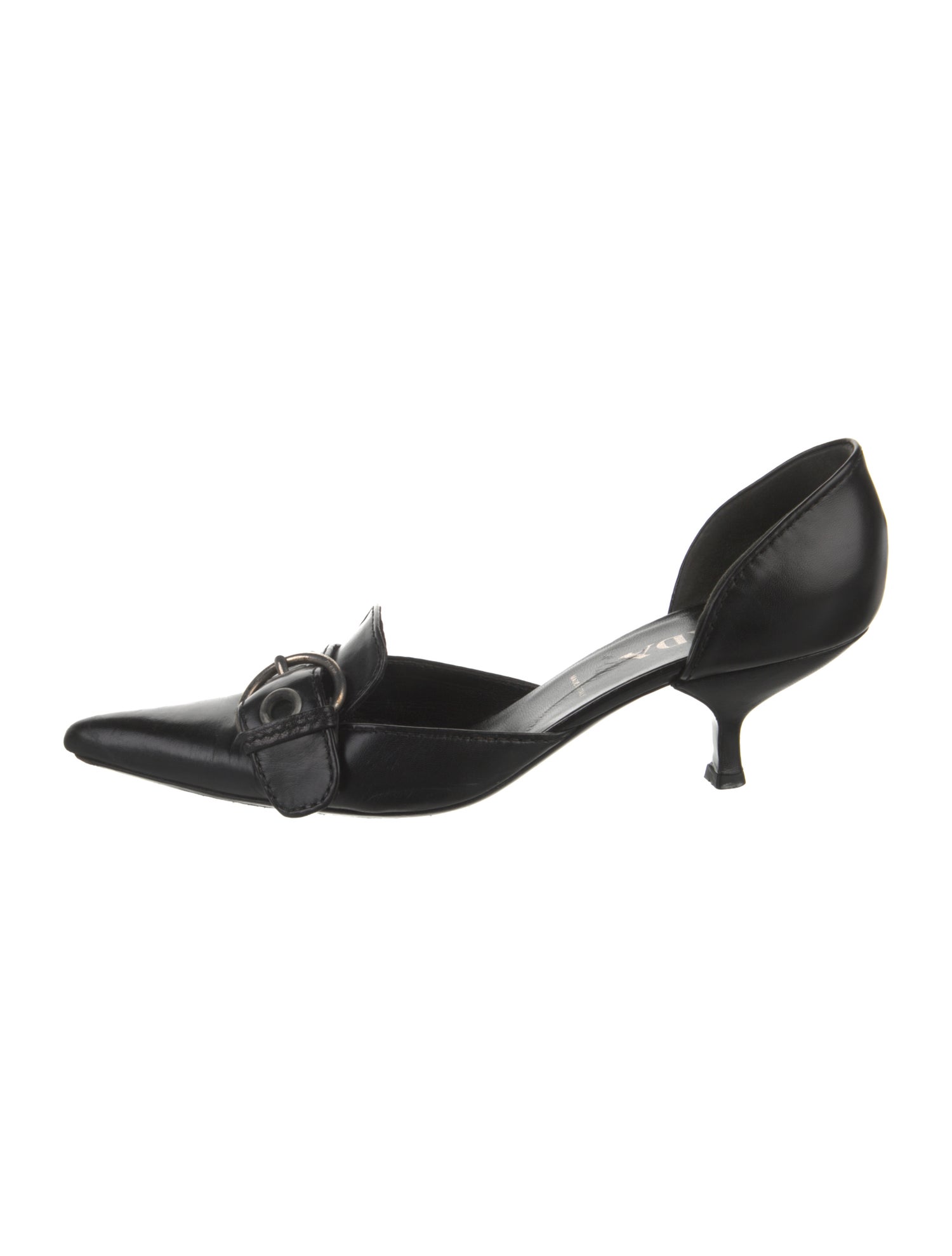 Prada Leather Leather Trim Embellishment D'Orsay Pumps