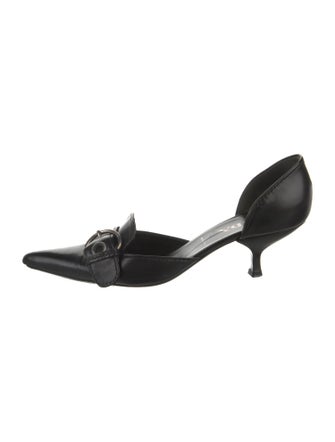 Prada Leather Leather Trim Embellishment D'Orsay Pumps